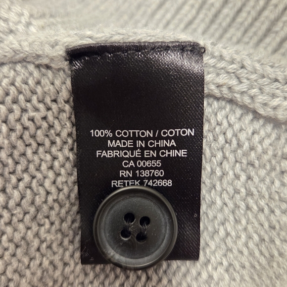 RW&CO Men’s Grey Knit Sweater XS 100% Cotton Slim Fit - Picture 7 of 8